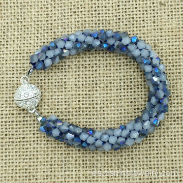 Mini de cristal pulsera de imán de bola de diamante de imitación de perlas para las mujeres